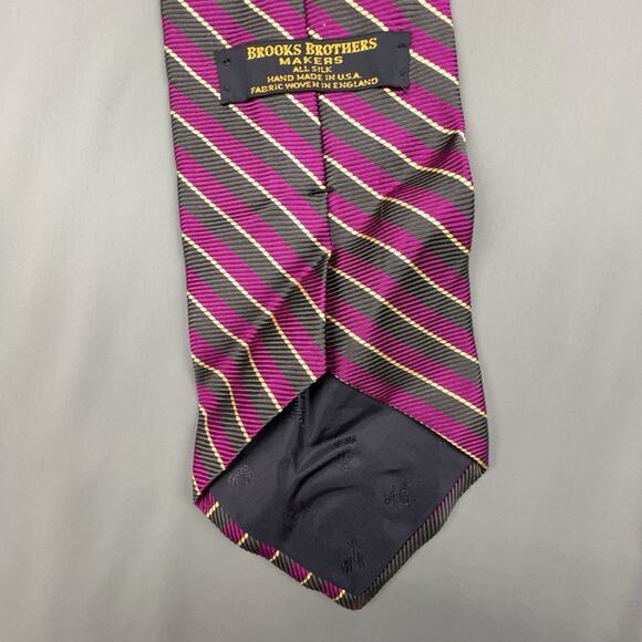 Brooks Brothers Silk Tie | Purple Gold Ribbed London USA Made - Picture 7 of 7